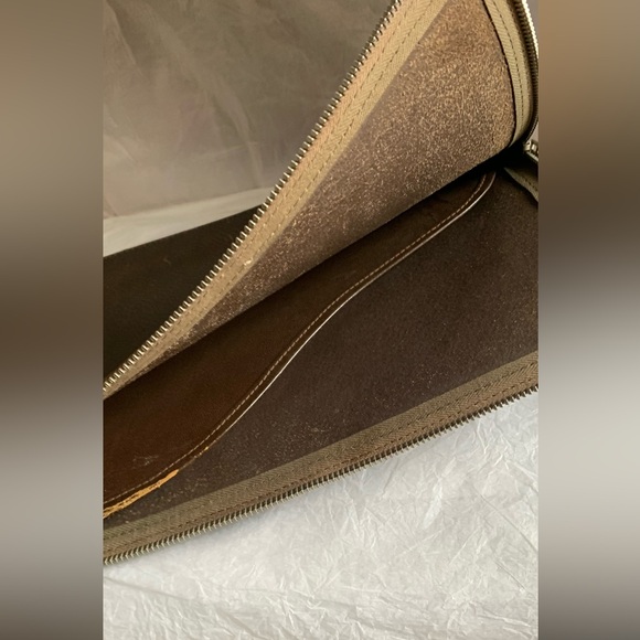 Vintage Brown Pebbled Leather Brief Divider Zip Corner Protector Full-grain - Picture 5 of 10